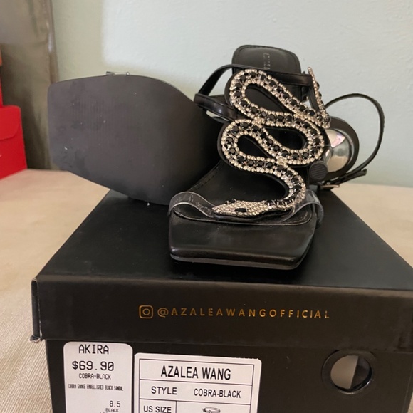 AKIRA - AZALEA WANG Cobra Clear Heel Sandal In Black - Picture 5 of 8